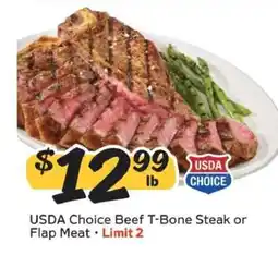 Winn Dixie USDA Choice Beef T-Bone Steak or Flap Meat offer