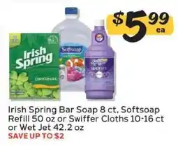 Winn Dixie Irish Spring Bar Soap, Softsoap Refill, Swiffer Cloths or Wet Jet offer