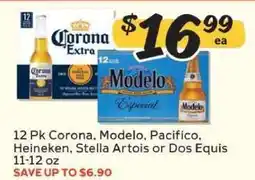 Winn Dixie 12 Pk Corona, Modelo, Pacifico, Heineken, Stella Artois or Dos Equis offer