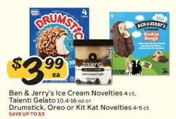 Winn Dixie Ben & Jerry's Ice Cream Novelties, Talenti Gelato, Drumstick, Oreo or Kit Kat Novelties offer