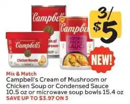 Winn Dixie Campbell's Cream of Mushroom or Chicken Soup or Condensed Sauce offer