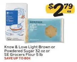 Winn Dixie Know & Love Light Brown or Powdered Sugar 32 oz or SE Grocers Flour 5 lb offer