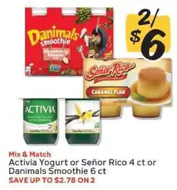 Winn Dixie Activia Yogurt or Señor Rico or Danimals Smoothie offer