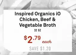 Standard Market Inspired Organics iO Chicken, Beef & Vegetable Broth offer