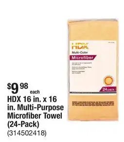 The Home Depot HDX 16 in. x 16 in. Multi-Purpose Microfiber Towel (24-Pack) offer
