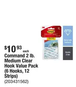 The Home Depot Command 2 lb. Medium Clear Hook Value Pack (6 Hooks, 12 Strips) offer