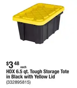 The Home Depot HDX 6.5 qt. Tough Storage Tote in Black with Yellow Lid offer