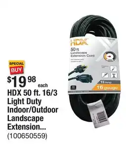 The Home Depot HDX 50 ft. 16/3 Light Duty Indoor/Outdoor Landscape Extension Cord, Green offer