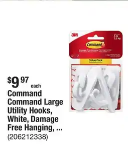 The Home Depot Command Command Large Utility Hooks, White, Damage Free Hanging, 6 Hooks and 12 Command Strips offer