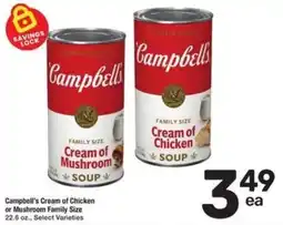 Randalls Campbell's Cream of Chicken or Mushroom Family Size offer