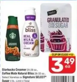 Randalls Starbucks Coffee Mate Natural Bliss Real Milk & Cream offer
