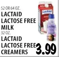 Karns Lactaid lactose free milk and creamers offer