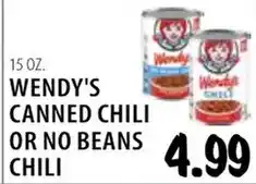Karns Wendy's canned chili or no beans chili offer