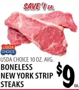 Karns Usda choice boneless new york strip steaks offer