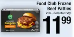 Harvest Foods Food Club Frozen Beef Patties offer