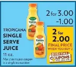 Reasors Tropicana single serve juice offer
