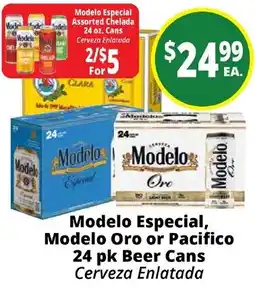 Rancho Markets Modelo Especial, Modelo Oro or Pacifico Beer Cans offer