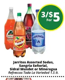 Rancho Markets Jarritos Assorted Sodas, Sangria Señorial, Sidral Mundet or Mineragua offer
