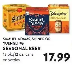 Reasors Samuel Adams, Shiner or Yuengling Seasonal Beer offer