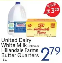 Riesbeck United Dairy White Milk or Hillandale Farms Butter Quarters offer