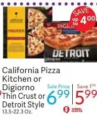 Riesbeck California Pizza Kitchen or Digiorno Thin Crust or Detroit Style offer