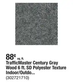The Home Depot TrafficMaster Century Gray Wood 6 ft. SD Polyester Texture Indoor/Outdoor Needlepunch Carpet offer
