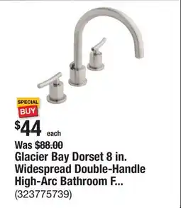 The Home Depot Glacier Bay Dorset 8 in. Widespread Double-Handle High-Arc Bathroom Faucet in Brushed Nickel offer