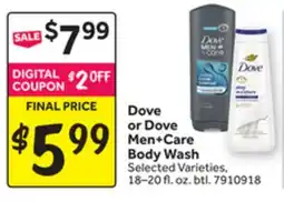 Stop&Shop Dove or Dove Men+Care Body Wash offer