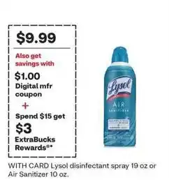 CVS Lysol disinfectant spray offer