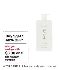 CVS Native body wash or scrub offer