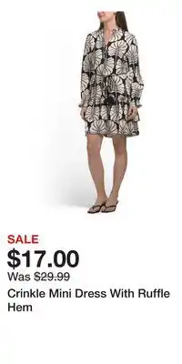 TJ Maxx Crinkle Mini Dress With Ruffle Hem offer