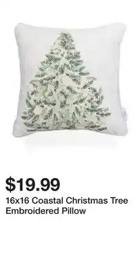 TJ Maxx 16x16 Coastal Christmas Tree Embroidered Pillow offer