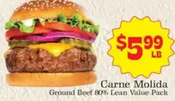 Supermercado Nuestra Familia Carne Molida Ground Beef 80% Lean Value Pack offer