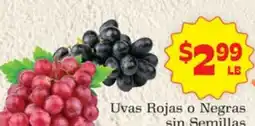 Supermercado Nuestra Familia Uvas Rojas o Negras sin Semillas offer