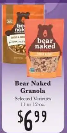 Rosauers Bear Naked Granola offer