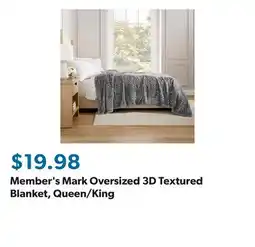 Sam's Club Member's Mark Oversized 3D Textured Blanket, Queen/King offer