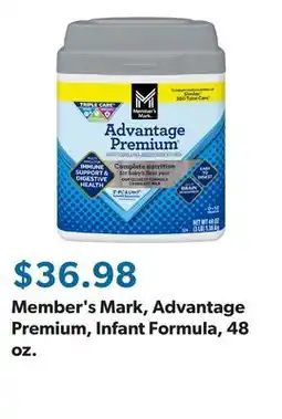 Sam's Club Member's Mark, Advantage Premium, Infant Formula, 48 oz offer