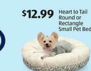 Aldi Heart To Tail Round Or Rectangle Small Pet Bed offer