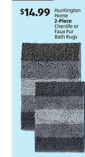 Aldi Huntington Home 2-piece Chenille Or Faux Fur Bath Rugs offer