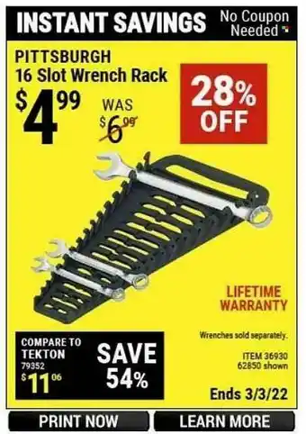 Harbor Freight Tools Pittsburgh 16 Slot Wrench Rack offer