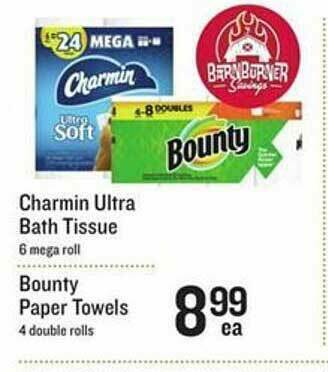 Lowes Foods Charmin Ultra Bath Tissue Or Bounty Paper Towels offer