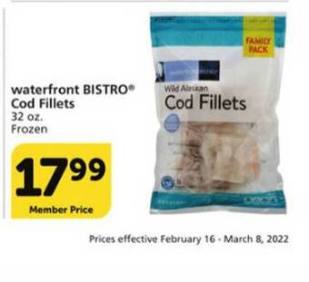 Vons Waterfront Bistro Cod Fillets offer