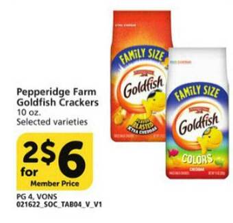 Vons Pepperidge Farm Goldfish Crackers offer