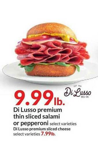 Hy-Vee Di Lusso Premium Thin Sliced Salami Or Pepperoni offer