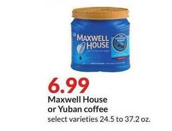 Hy-Vee Maxwell House Or Yuban Coffee offer