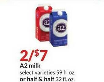 Hy-Vee A2 Milk Or Half & Half offer