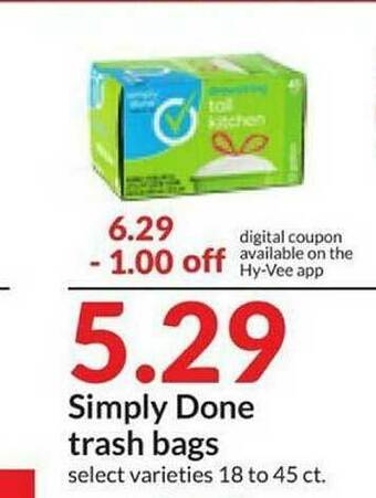 Hy-Vee Simply Done Trash Bags offer