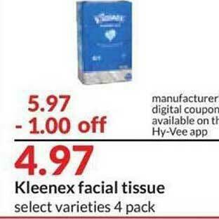 Hy-Vee Kleenex Facial Tissue offer