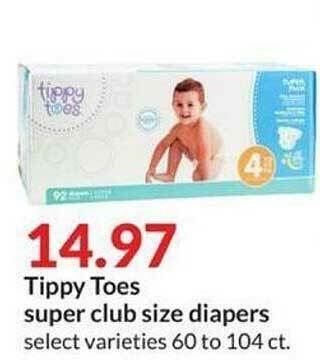Hy-Vee Tippy Toes Super Club Size Diapers offer