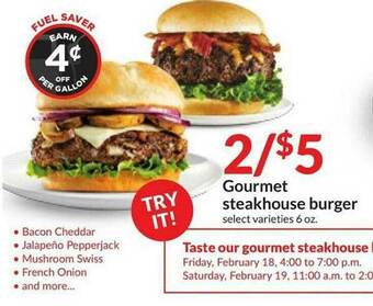 Hy-Vee Gourmet Steakhouse Burger offer